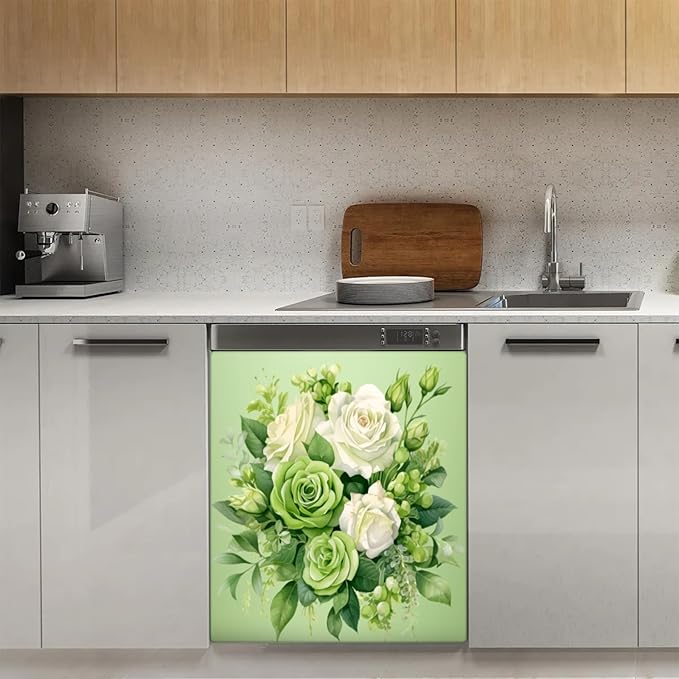 Flower Floral Dishwasher Magnet Cover for The Front Dishwasher Door Cover Panel Decals Magnetic Refrigerator Cover for Kitchen Farmhouse Home Decor 23 X 26 in