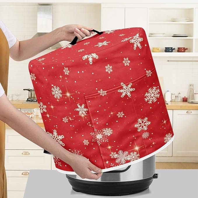 Snowflakes Dust Cover for Kitchen Instant Pot Accessories Appliance Cover Quart Pressure Cooker Air Fryer Rice Cooker Kitchen Appliance Dust Covers with Storage Pockets Size L