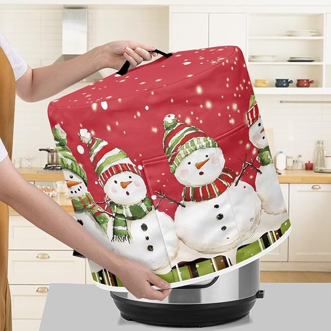 Snowman Kitchen Aid Rice Cooker Protective Cover Sun Air Fryer Cover Lightweight Kitchen Assistant Rice Cooker Dust Cover with Top Handle Decorations Kitchen Utensils M