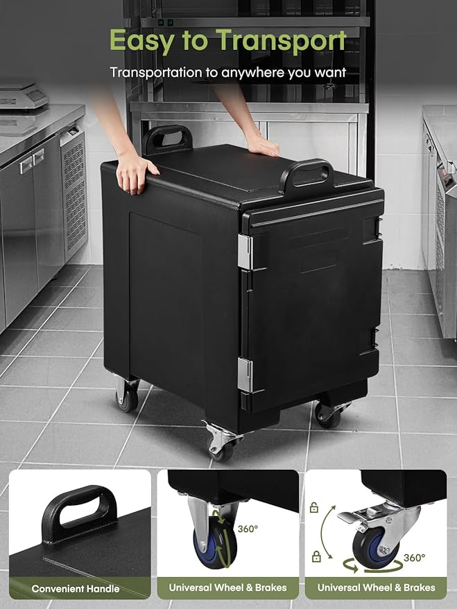 Catering Food Warmer, LLDPE Insulated Food Pan Carrier for Stackable, Handles, Hot Box Food Warmer for Party, Restaurant 2Pcs