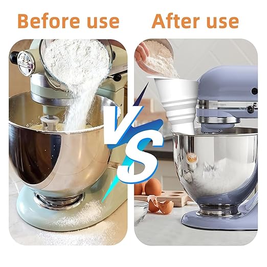 Flour Funnel for Kitchen Aid Mixer, Easy Pour No-Mess Attachment, Food-Grade Silicone Funnel, Stand Mixer Attachment for Tilt-Head Stand Mixer 4.5 & 5 Quart (KSM150), Anti-Splash Accessory (White)