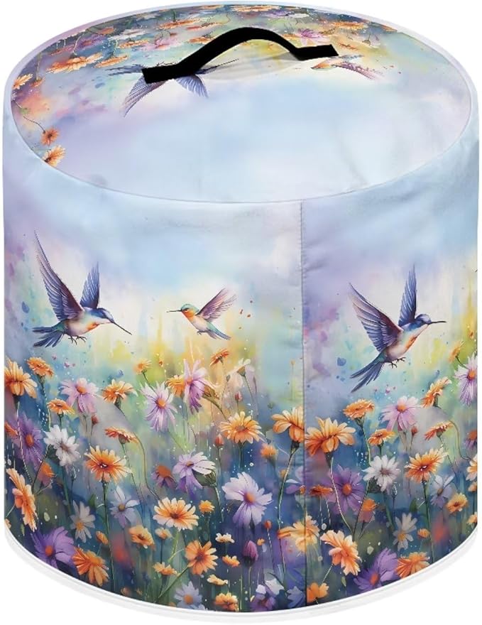 Xoenoiee Hummingbird Beautiful Floral Print Pressure Cooker Cover Kitchen Appliance Dust Cover with Pockets Compatible with Rice Cooker Air Fryer Slow Cooker, for 8 Qt Pot