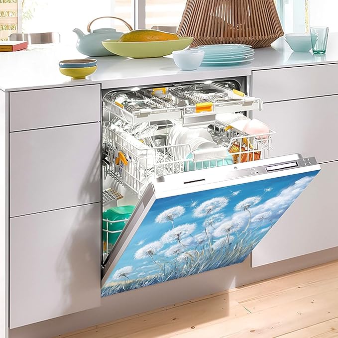Dishwasher Magnet Cover, Dandelion Magnet Sticker Fridge Panel Decal for Home Kitchen Decor, 23x26in
