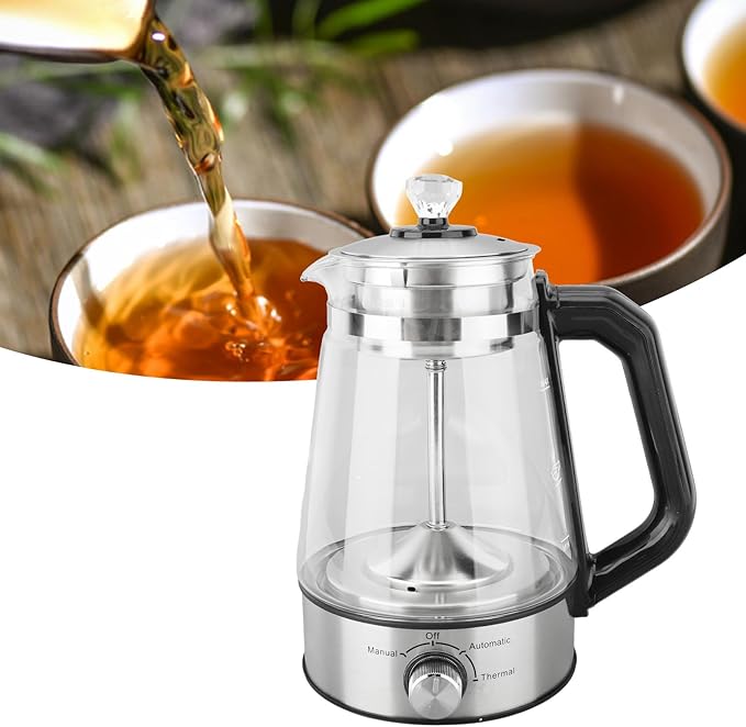 Electric Kettle, 1.2L Transparent Glass Electric Heat Preservation Electric Tea Kettle Tea Kettle Electric with Steam Spraying for Home Office