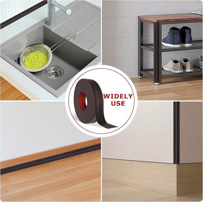 Flexible Wall Corner Protector Moulding Trim Peel and Stick Wall Corner Guards Edge Protector Self Adhesive Molding Trim Strip for Edge Ceiling (Dark Walnut Wood Grain, 2.4 in x 10 Ft)