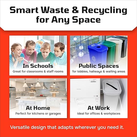 City Box 7 Gallon Double Bin Trash Can Recycle Bin with Lid for Residential, Business, and Commercial Recycling - NYC Compliant (Double Kit Paper Waste)