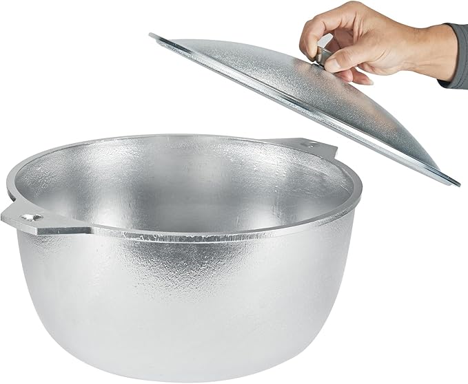 Cast Aluminum Dutch Oven Pot - Caldero/Kazan for Pilaf, Stews | Coating-Free, Even Heat & Fast Cooking Dutch Oven with Lid (13L)