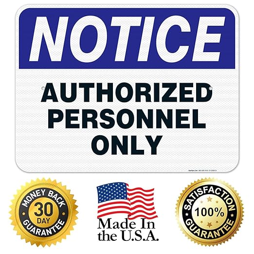 Authorized Personnel Only Sign, 18x24 Inches, 3M EGP Reflective .080 Aluminum, Fade Resistant, Easy Mounting, Indoor/Outdoor Use, Made in USA