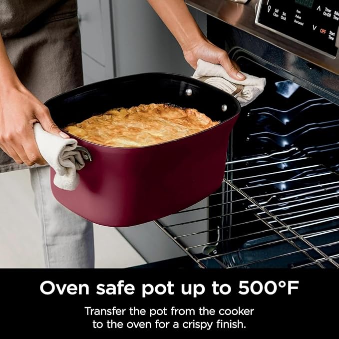 Ninja Foodi PossibleCooker PRO MC1000 8.5Qt Multicooker 8 in 1 Slow Cooker,Warmer, Glass Lid, Integrated Spoon, Nonstick (Cherry)