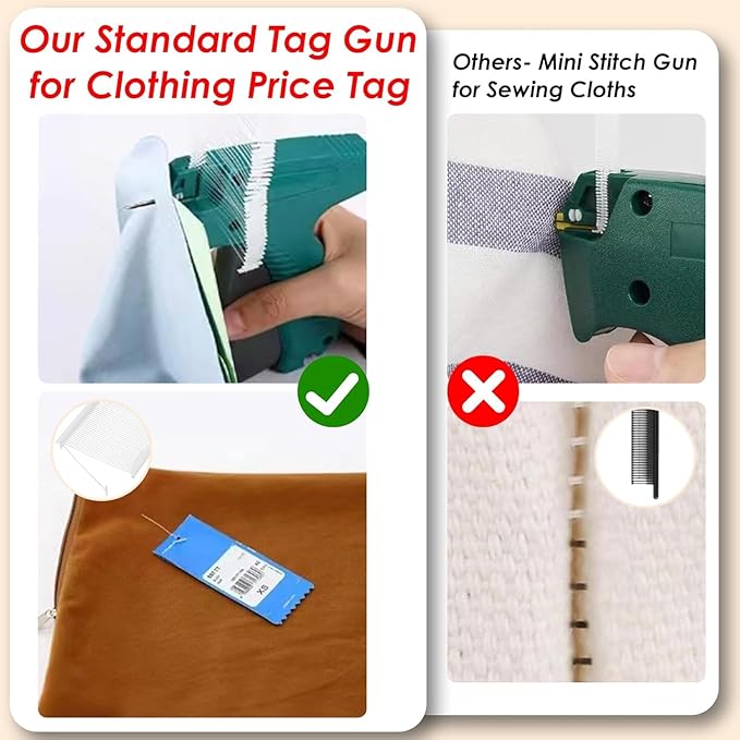BS ONE Price Tagging Gun for Clothing, Standard Retail Price Tag Attacher Gun for Clothes with 6 Needles & 1000pcs 2" Barbs Fasteners for Store