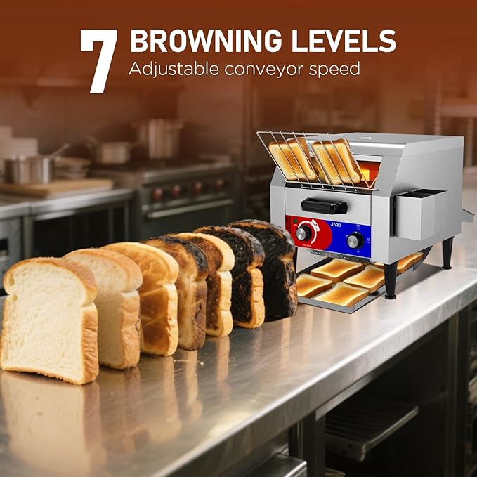 Commercial Conveyor Toaster w/ 2 Slice Wide Slot, 300 Slice/hour Commercial Toaster w/ 10.1’’ Wide and 3‘’ Opening, Industrial Kitchen Cooking bagel w/Stainless Steel and Heavy Duty