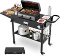 VEVOR Outdoor Grill Cart, 31.0 x 17.0 inch Tabletop Size Grilling Table, Foldable Outdoor Cooking Table with Tissue Holder, Hooks, Wheels, Side Table, BBQ Prep Tables for Picnic, Kitchen, Courtyard