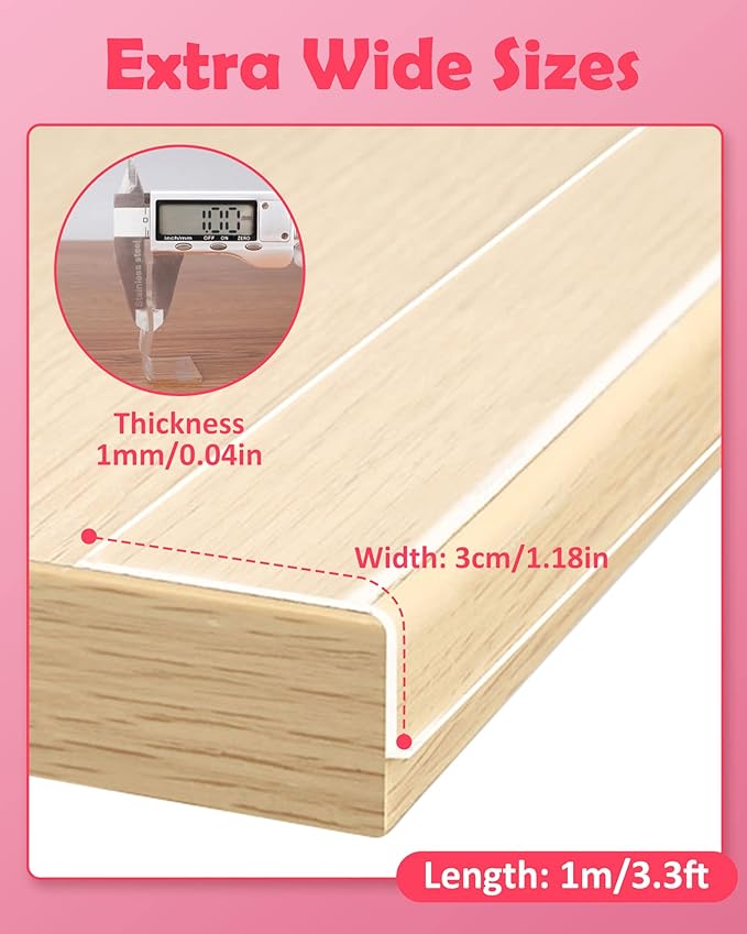 Baby Proofing, Clear Edge Protector Strip, Soft Corner Protectors for Kids, Baby Child Safety Corner Guards for Furniture Against Sharp Corners for Tables, Drawers, Sink, Wall 1.2in x 3.3ft