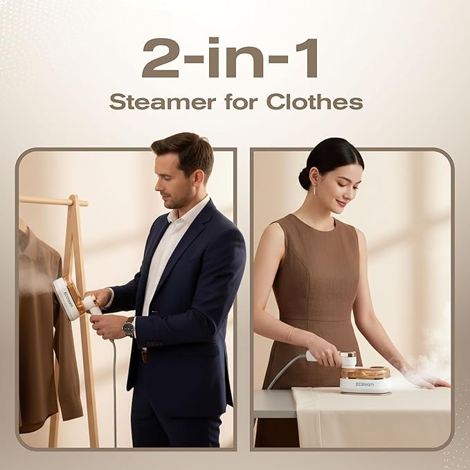 Steamer for Clothes & Iron 2 in 1, Portable Clothes Steamer Handheld & Travel Steam Iron for Clothes, 1200W 20s Fast Heat-Up, Foldable Design, 180ml Tank, 23 Min Steam, 120V Wrinkle Remover