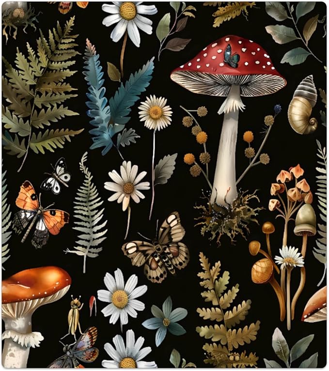 Dishwasher Magnet Cover Forest Mushroom Butterfly Snails Flower Reusable Dishwasher Magnetic Cover Sticker Decorative Dish Washer Door Cover Panel for Home Kitcen Appliance
