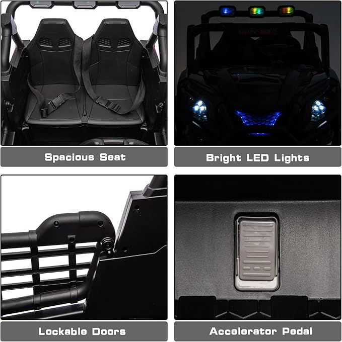 24V 2 Seater Ride On Car for Kids, Electric Car with Remote Control, Battery Powered Side by Side Ride On UTV, 4x4 Ride On Truck with Bluetooth, Blue