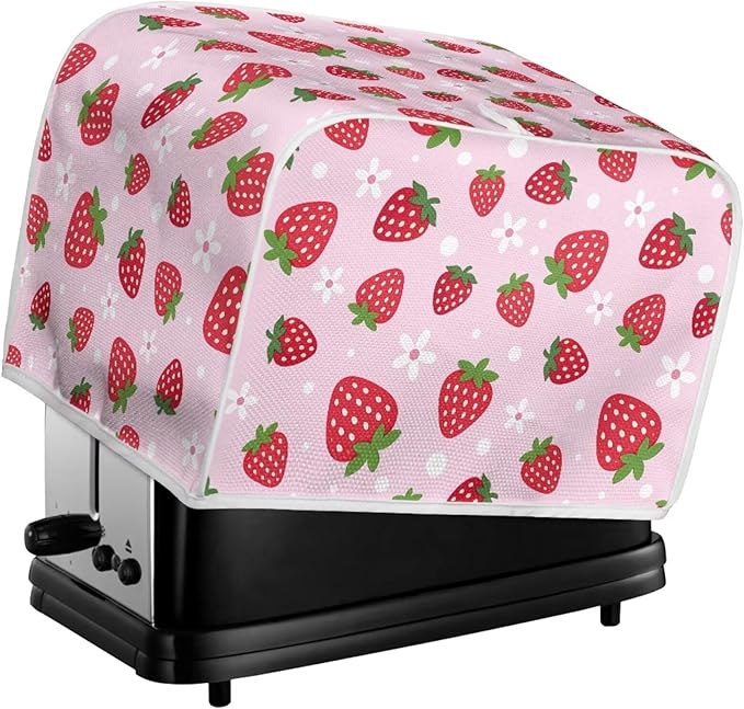 Strawberry Print 2 Slice Toaster Covers Dust Protection Bread Maker Covers Toaster Oven Cloth Cover Kitchen Accessories Washable Appliance Cover with Handle