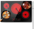 SNDOAS Electric Cooktop 30 inch,9000W 5-Burner Built-in Electric Stove Top with Ceramic Glass & 9 Power Levels,240V Hardwired,Child Lock & Overheat Protection,30" for Standard Countertop Cutout