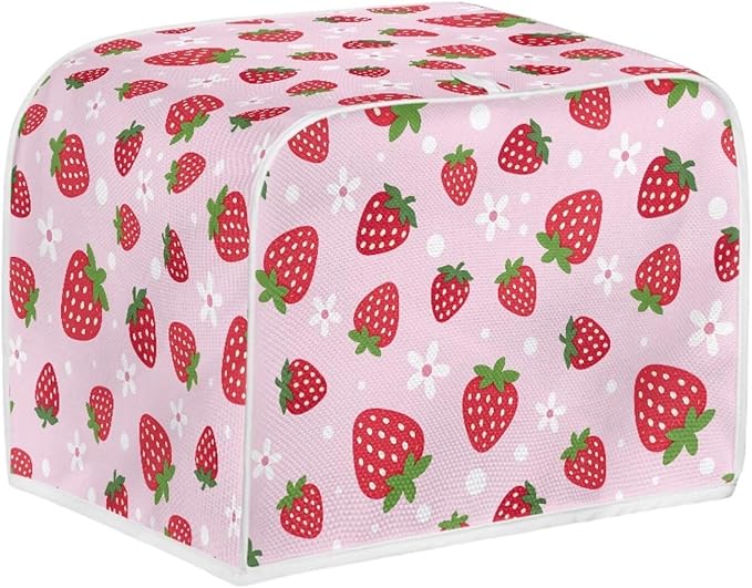 Strawberry Print 2 Slice Toaster Covers Dust Protection Bread Maker Covers Toaster Oven Cloth Cover Kitchen Accessories Washable Appliance Cover with Handle