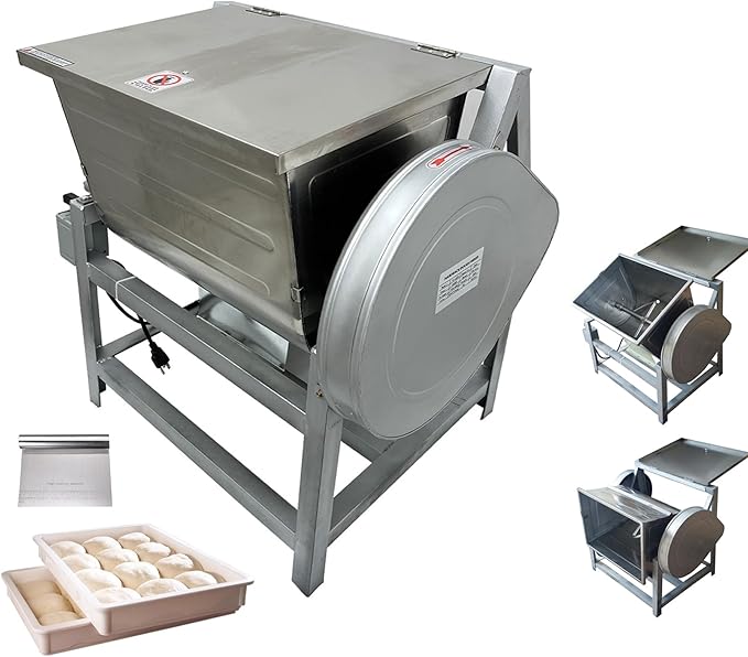 INTSUPERMAI Commercial Dough Mixer Machine 25KG Electric Flour Mixer with 90 Degree Tilt Bowl for Dough Mixing Kneading Capacity 50QT 2200W