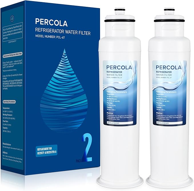 HX2017FR-A Water Filter, Compatible with Hisense® HX2017F-A, HRF266N6CSE1, HRF266N6CSE, HRF209N6CSE, HRF254N6TSE, HRF254N6DSE, HRF210N6CBE, Mora MRF211N6CSE, MRF266N6CSE (2 Pack)