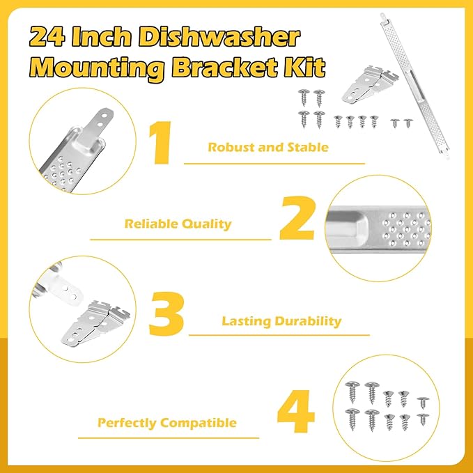 W10426979 24" Dishwasher Mounting Bracket Kit Fit for Whirlpool, KitchenAid and Maytag ﻿24 Inch Wide Dishwasher for Granite and Quartz Countertops (W10426979 (24") – for Standard)