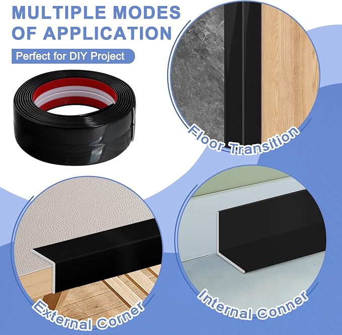 Wall Corner Protector Moulding Trim Peel and Stick Wall Corner Guards Trim Flexible Self Adhesive Edge Protector Moulding, 1.6 in x 40 Ft, Black