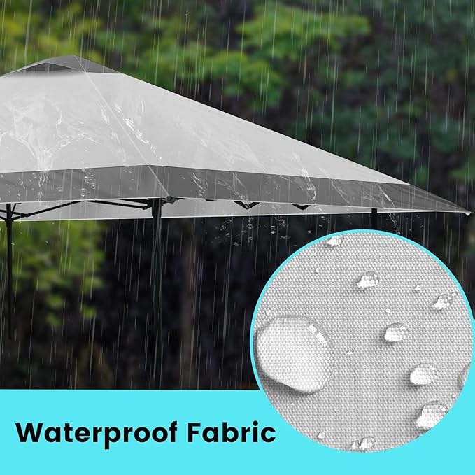 Canopy Replacement Top Cover with Air Vents for 12x12 Pop up Canopy Tent, Fit for 12x12 Pop up Gazebo, Waterproof & Anti-UV for Outdoor Shade (Frame Not Included) (Grey)