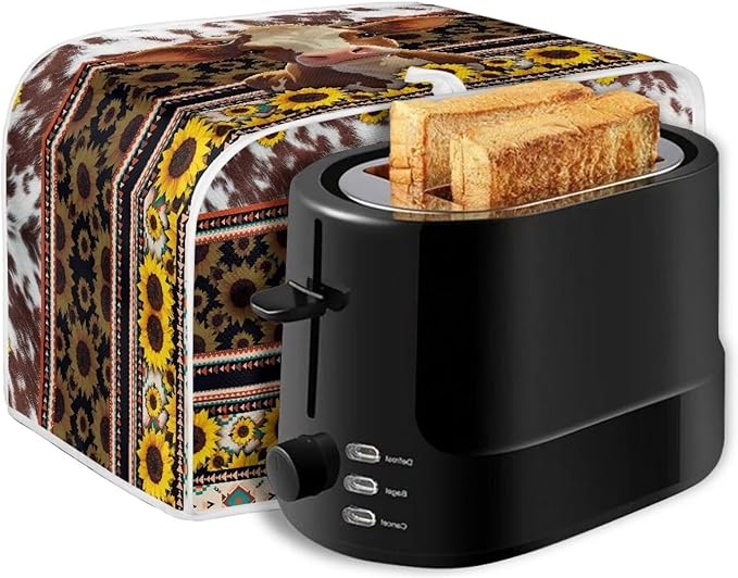 UNICEU Sunflower Cow 2 Slice Quilted Toasters Dust-proof Toasters Aztec Geometric Print Bread Maker Kitchen Small Appliance Dust Cover