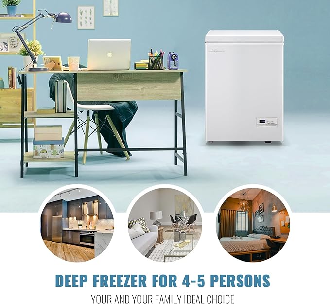 Chest Freezer Small Deep Freeezer with 2 Removable Baskets, Compact Freezer with Digital Control Panel accurate to 1 ℉, Mini Freezer for Homes Garages Basements White