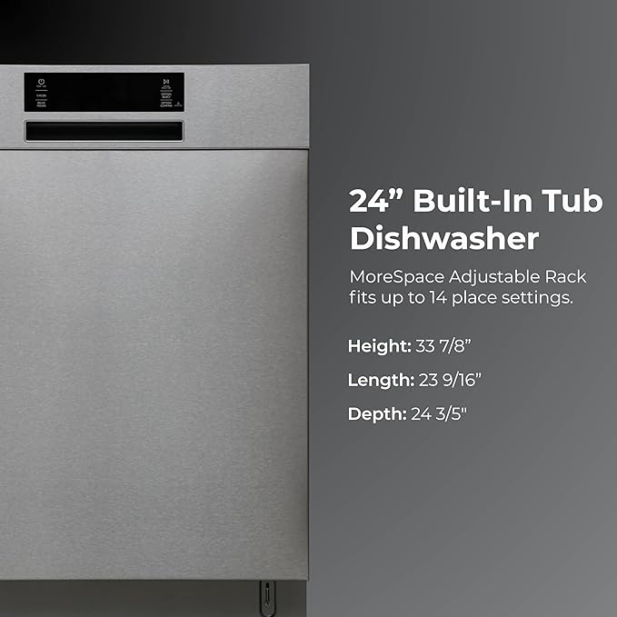 Kenmore 22-14585 24" Built-In Dishwasher - UltraWash, SmartWash, Sanitize Rinse, SmartDry, and Leak Detection - 14 Place Settings - 57 DBA - ENERGY STAR Certified - 24" - Stainless Steel