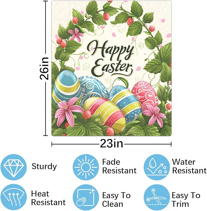 Happy Easter Eggs Flower Greens Dishwasher Magnet Cover, Reusable Refrigerator Panel Stickers Microwave Front Door Covers Magnets for Kitchen Home Appliances Holiday Party Decorations 23 X 26 in