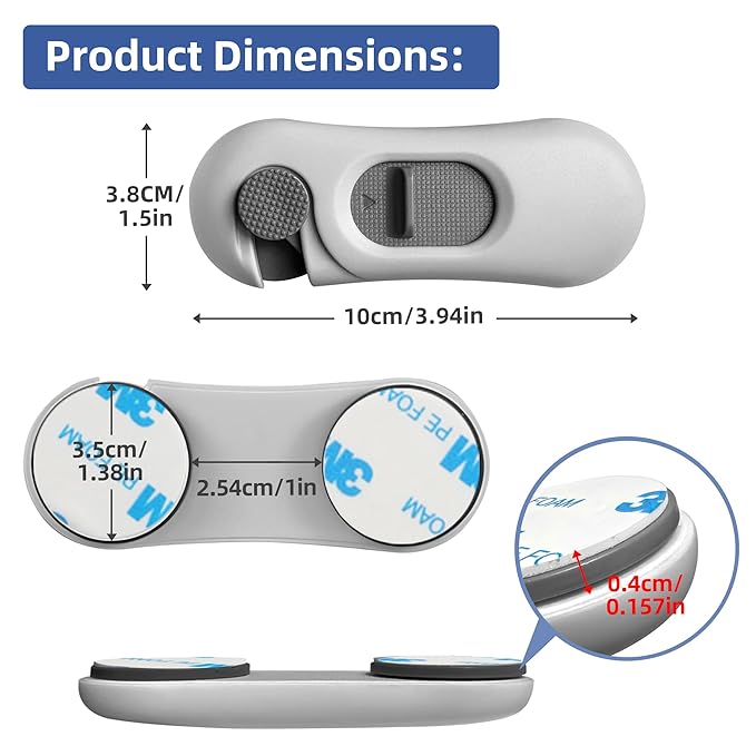 5-Pack Child Proof Refrigerator Lock with 3M Adhesive, Baby Child Safety Cabinet Locks, Kids Safety Fridge Locks for Oven Drawers Door- Grey