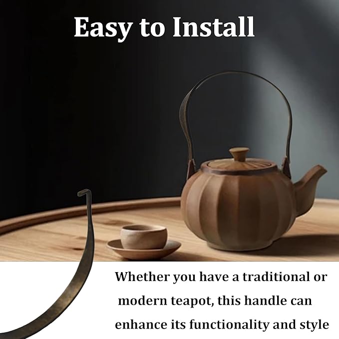 2PCS U-Shape Stainless Steel Teapot Handle, Bronze Inside Buckle Replacement Handle for Ceramic Pottery Teapot Kettle Accessories