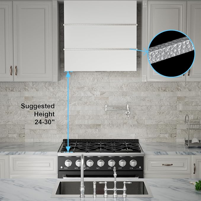 Akicon Range Hood 30 Inch, Stainless Steel Ducted Kitchen Hood with Powerful Motor, Wall Mount Modern Box, 30W X 30H X 14D Inch, AK-HS30HA-SWN (30 Inch, Signal White with Nickel)