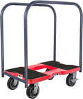SNAP-LOC, All Terrain 4 Wheel Panel Cart Dolly, Heavy Duty Dolly Cart, 6 Inch Casters, Panel Bars & E Strap Attachment Included, 1,500 lb Capacity, Made in USA, Red