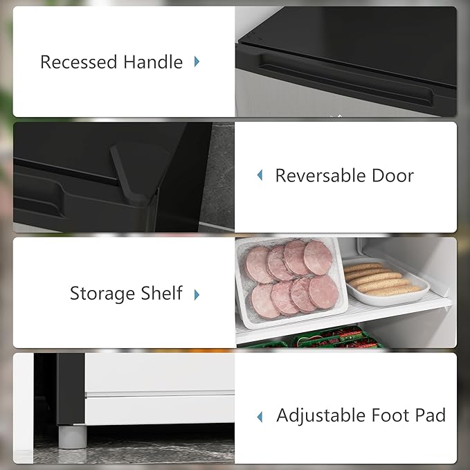 HOMCOM Mini Freezer Countertop, 3 Cu.Ft Compact Upright Freezer with Removable Shelves, Reversible Door for Home, Dorm, Apartment and Office, Silver