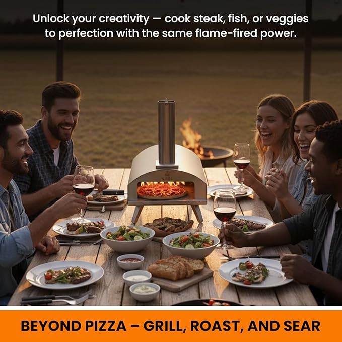Stoke 13 Inch Outdoor Pizza Oven – Wood Pellet Portable Pizza Oven for Backyard, Camping, or Tailgating – Stainless Steel Oven with Pizza Stone & Accessories