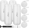 Boat Fenders 4 Pack 10 x 28 Inches Ribbed Center Hole Boat Fenders Bumpers for Docking, Comes with Ropes and Pump to Inflate