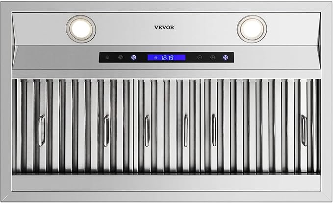 VEVOR Insert Range Hood, 900CFM 4-Speed, 30 Inch Stainless Steel Built-in Kitchen Vent with Touch & Remote Control LED Lights Baffle Filters, Ducted/Ductless Convertible, ETL Listed…