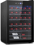 COWSAR 37 Bottle Wine Fridge, Freestanding Commercial Beverage Refrigerator with Smart Temp Control, 4.45 Cu.Ft Mini Fridge Wine Cooler with Child Lock& Wavy Wire Shelves for Kitchen Bar, Black