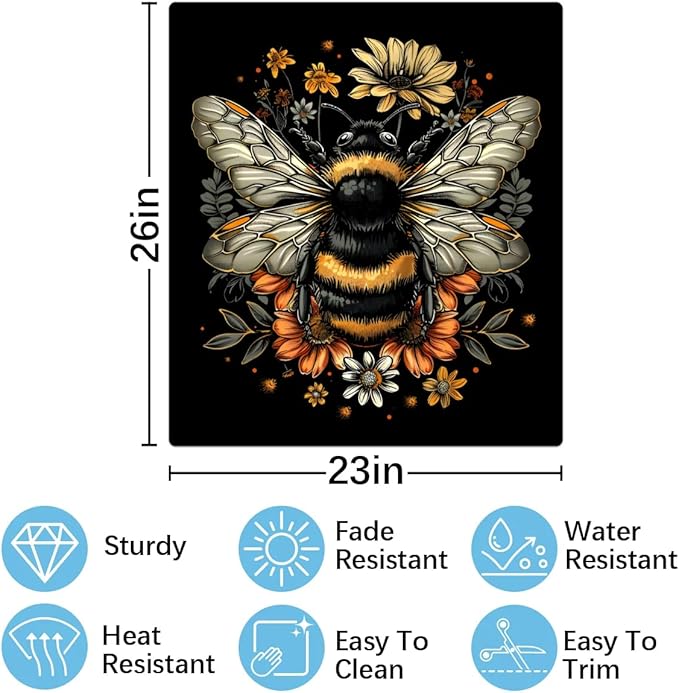 cfpolar Dishwasher Magnet Cover for The Front Dishwasher Door Cover Panel Decals Vintage Bee Flower Magnetic Refrigerator Cover for Kitchen Farmhouse Home Decor（23 X 26 in）
