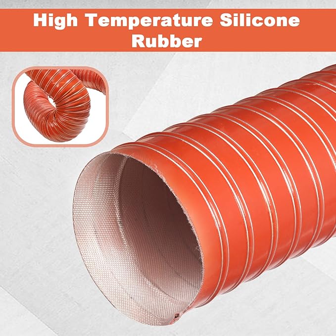 NOWBALL 5in Automotive Air Duct Hose, Length 2 Meter-6.6ft, 5" Silicone Flexible Cooling Ducting, 127mm High Heat Brake Exhaust Hose for Car, Garage, Dryer Air System