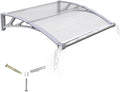 Awning for Door Entrance with Drainage Sink,40x40 Inch Awnings for Doors,Window Canopy Exterior with Plastic Steel Bracket,Polycarbonate Cover,UV,Rain,Snow Protection for House,Porch,Patio,Deck