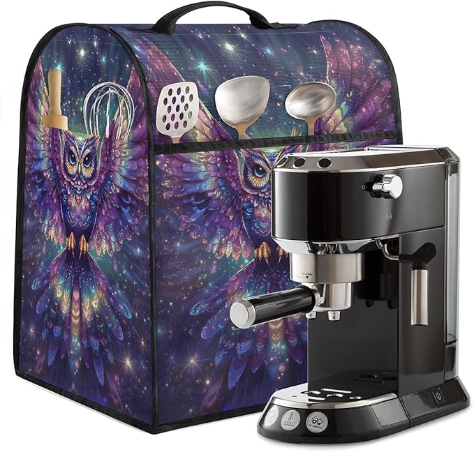 Kitchen Aid Mixer Cover Animal Glowing Owl Stand Mixer Cover Compatible with 6-8 Quarts Stand Mixers, Dust Covers with Zipper Pocket Foldable Washable Kitchen Aid Organizer Bag