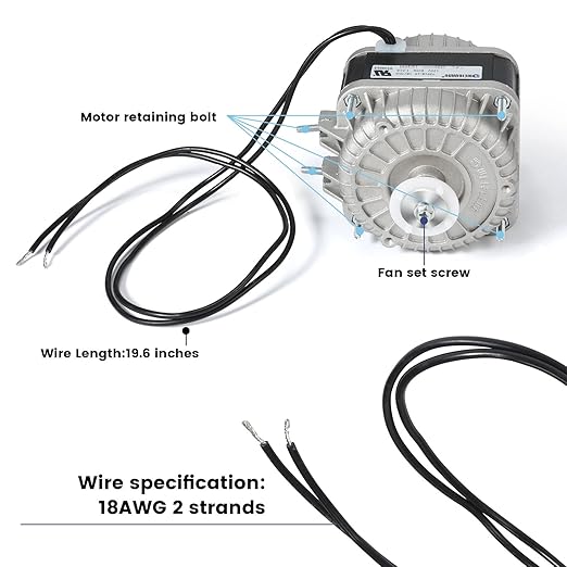 Condenser Fan AC Motor YZF10-20,Input Power 55W Output Power 10W Shaded Pole Motor for Refrigerator,Freezer,Small Ventilation Rquipment,UL Approved (120V 60Hz YZF10-20)
