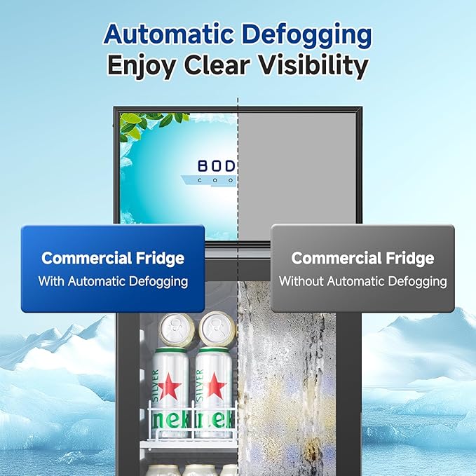 BODEGACOOLER Commercial Refrigerators, Drink Fridge with Glass Door, Tall Beverage Cooler, Single Door Display Refrigerator, for Beer, Soda, 7.71 Cu.ft Capacity