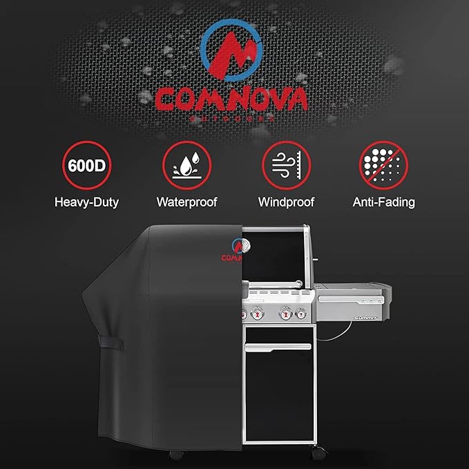 Comnova Grill Cover 82 Inch - 600D BBQ Cover for Outdoor Grill Heavy Duty and Waterproof, Large Barbecue Gas Grill Covers for Weber, Char-Broil, Nexgrill, Monument, Dyna-glo, Brinkmann and More
