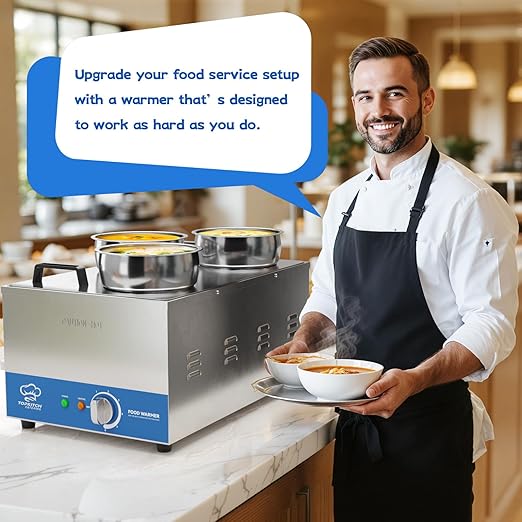 Commercial 12L Soup Warmer with 3×4L Pot Buffet Bain Marie， Commercial Electric Food Warmer, Seamless One-Piece Tank, 30-85℃ Adjustable Temp Range, UL Certified Key Components-120V,1200W