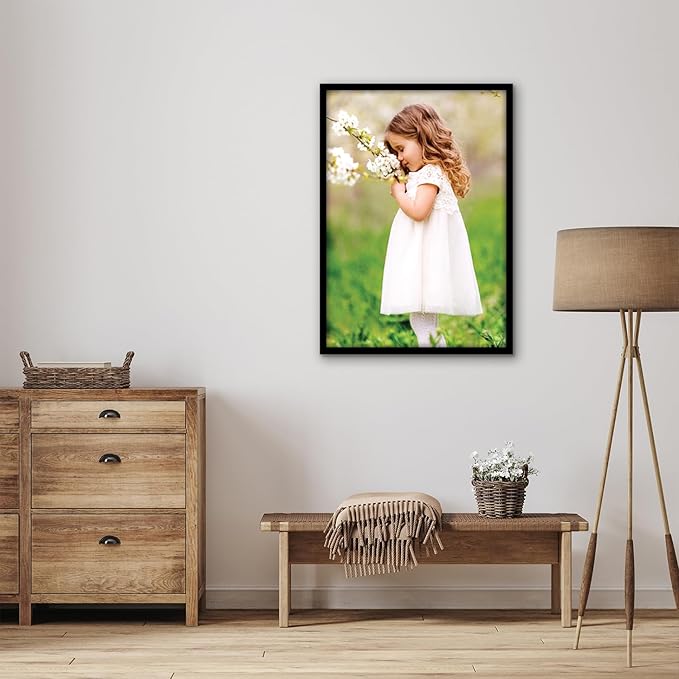 Americanflat 19x27 Poster Frame with Polished Plexiglass - Streamline Collection - Thin Border Picture Frame for Wall Display - Hanging Hardware Included - Black